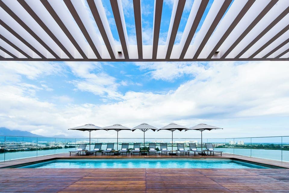 Outdoor pool, open 9:00 AM to 7:00 PM, pool umbrellas, sun loungers