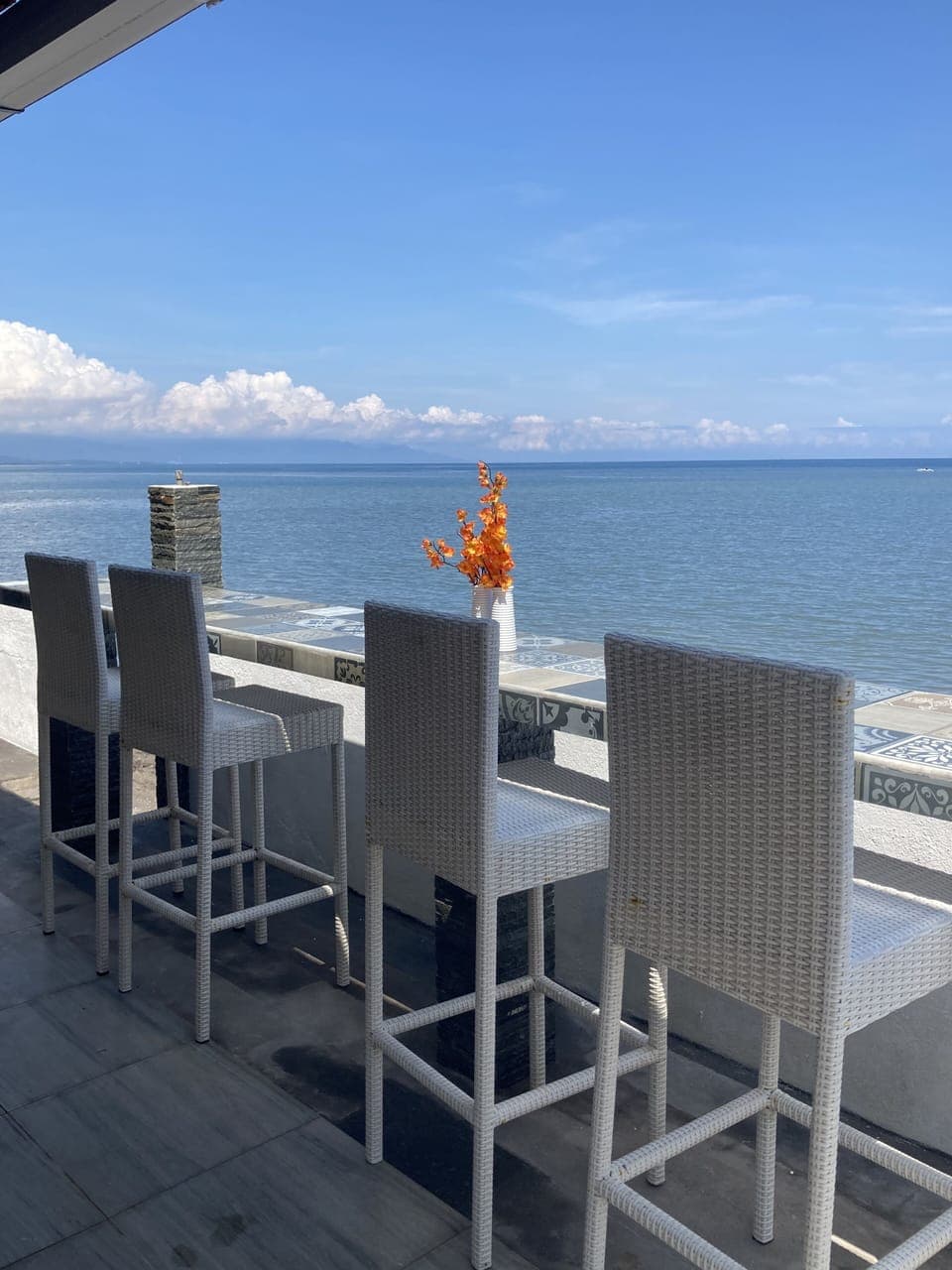 International cuisine, beach views 