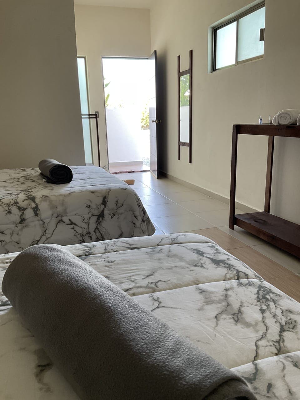 Individually decorated, individually furnished, desk, laptop workspace