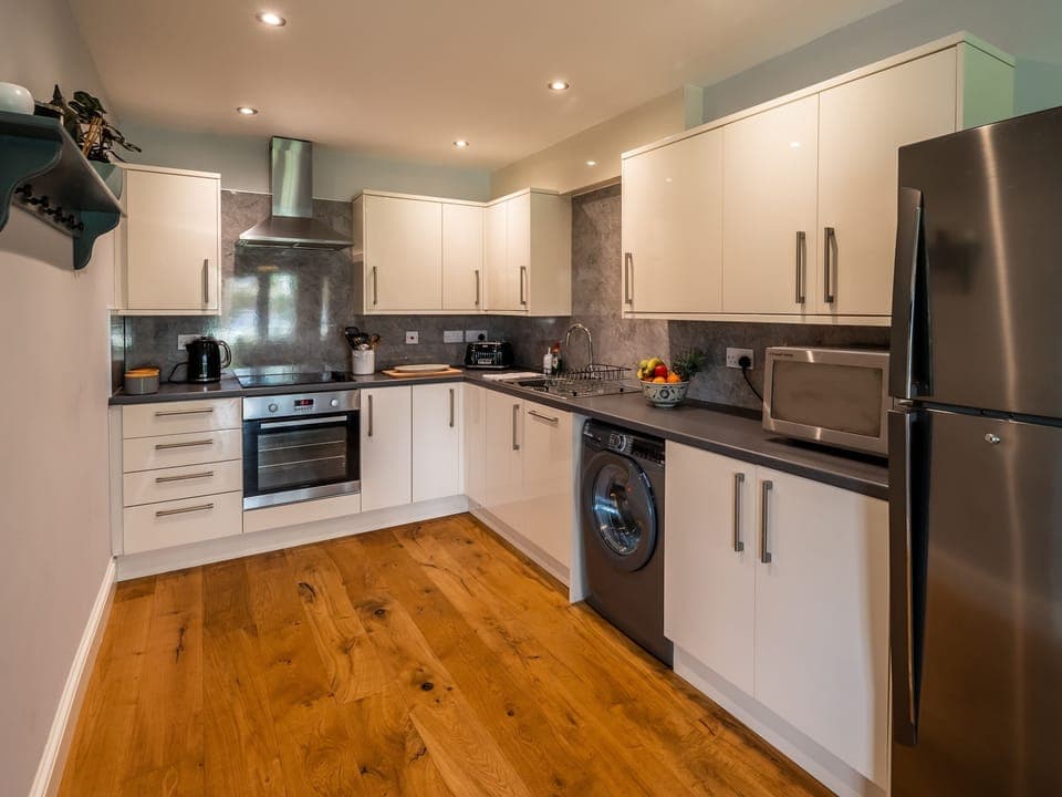 Fridge, dishwasher, electric kettle, toaster