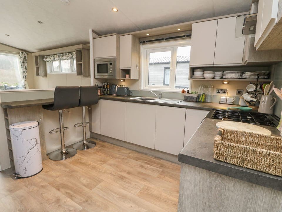 Fridge, dishwasher, electric kettle, toaster