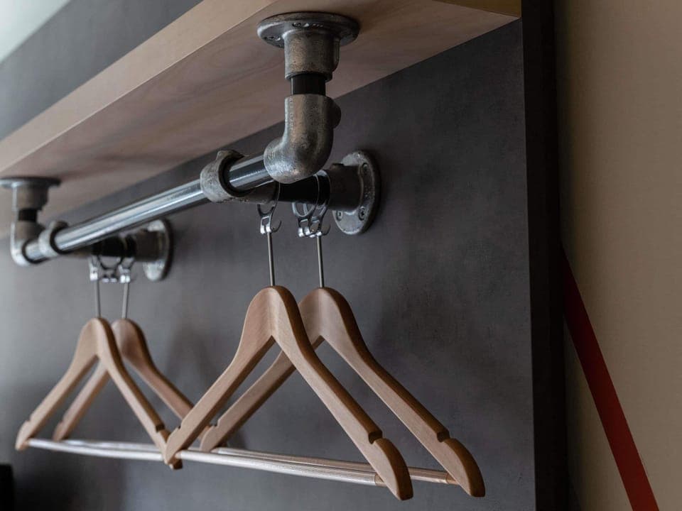 Desk, laptop workspace, blackout drapes, soundproofing