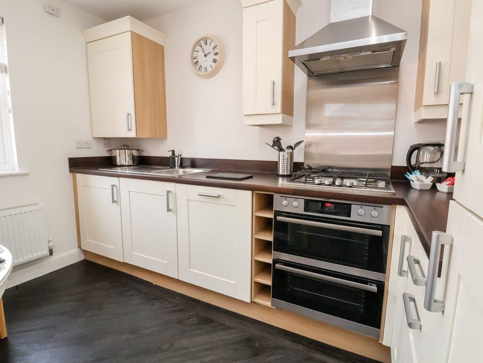 Fridge, dishwasher, electric kettle, toaster