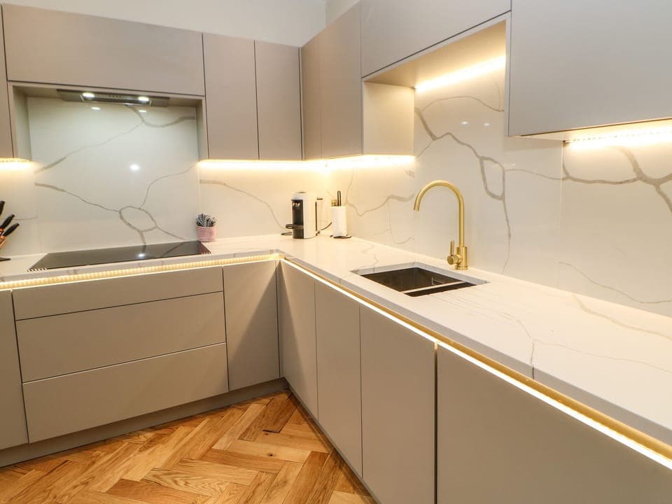 Fridge, dishwasher, electric kettle, toaster