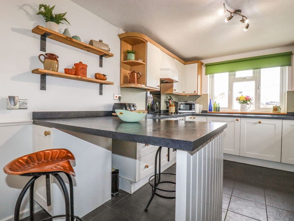 Fridge, dishwasher, electric kettle, toaster