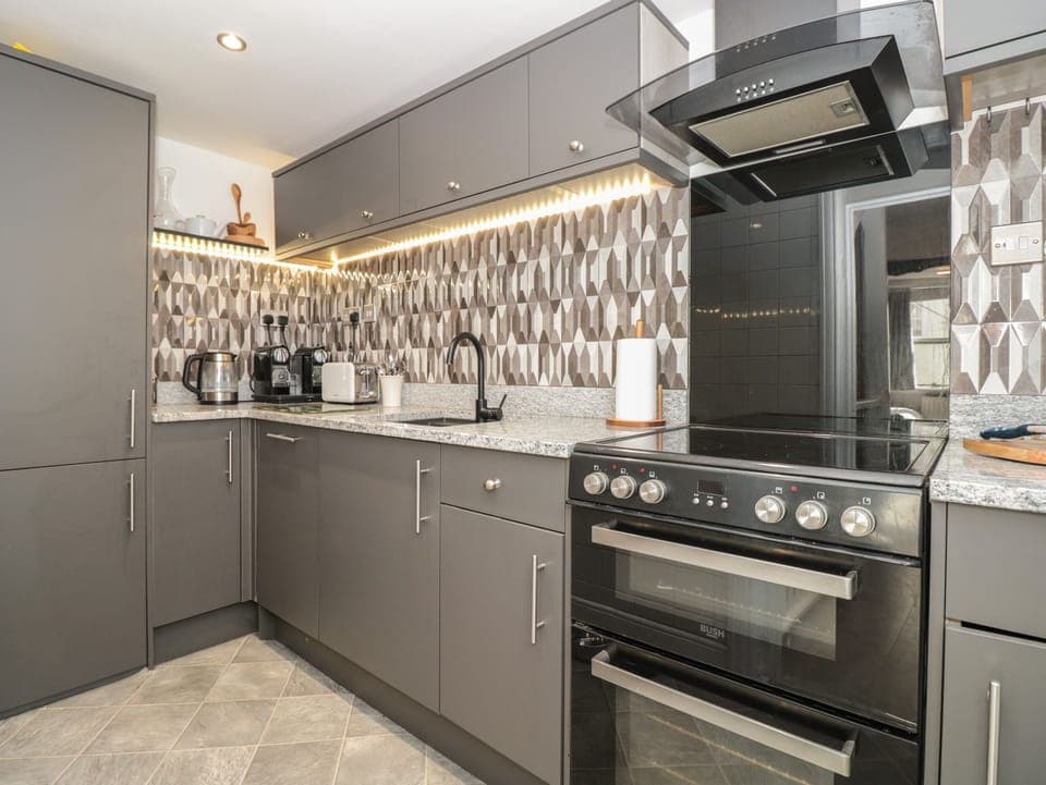 Fridge, dishwasher, electric kettle, toaster