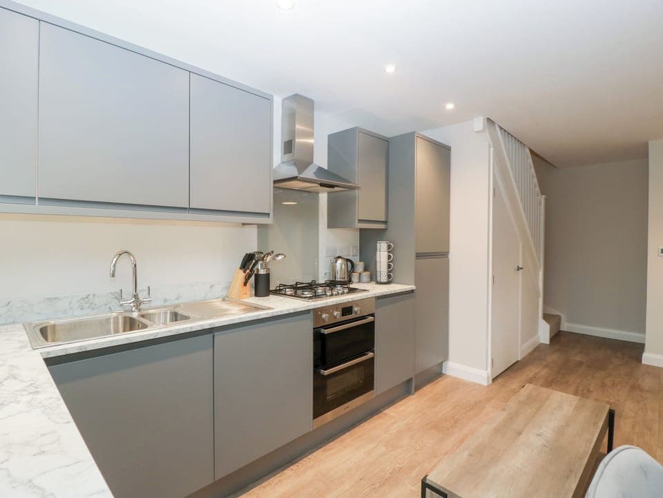 Fridge, dishwasher, electric kettle, toaster