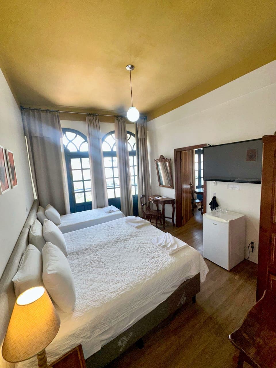 Minibar, desk, laptop workspace, blackout drapes