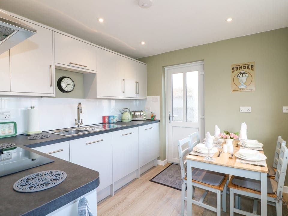 Fridge, dishwasher, electric kettle, toaster