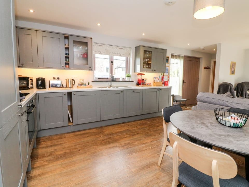 Fridge, dishwasher, electric kettle, toaster