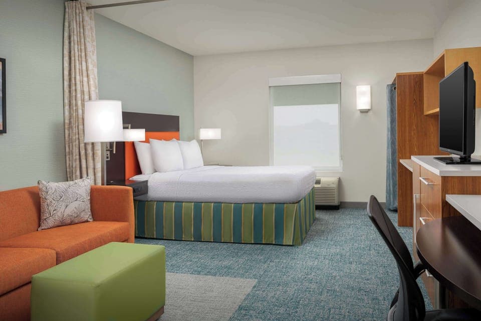 42-inch flat-screen TV with cable channels, TV