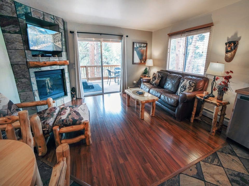 Living Room with Sliders to Deck