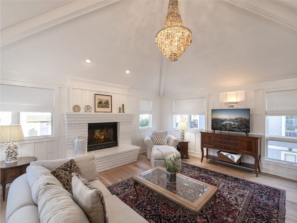 Living Room with Fireplace and HDTV