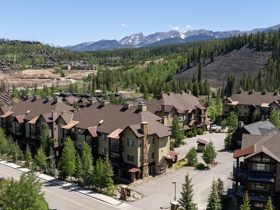 Aerial view of the condo building
