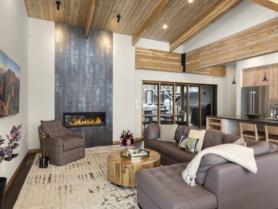 Dining/living level allows easy access to the outdoor decking/dining area with Gas fireplace and Gas Grill.