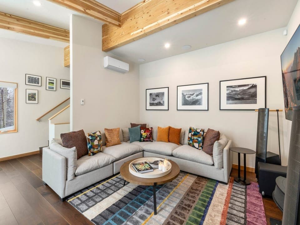 The Media/Game level of the home, features state of the art sound system and entertainment area as well as a 3rd Guest room with ensuite bathroom and accesses to The Upper deck space.