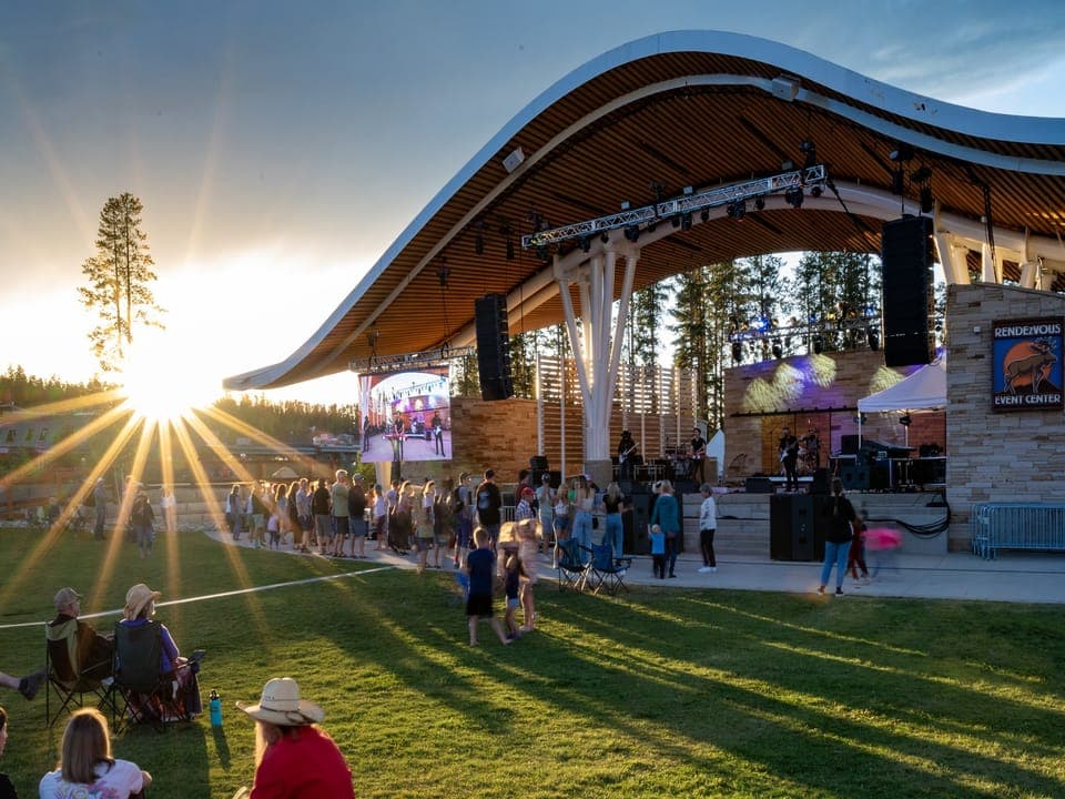 Walk to Rendezvous Event Center at hideaway park for Music events in summer