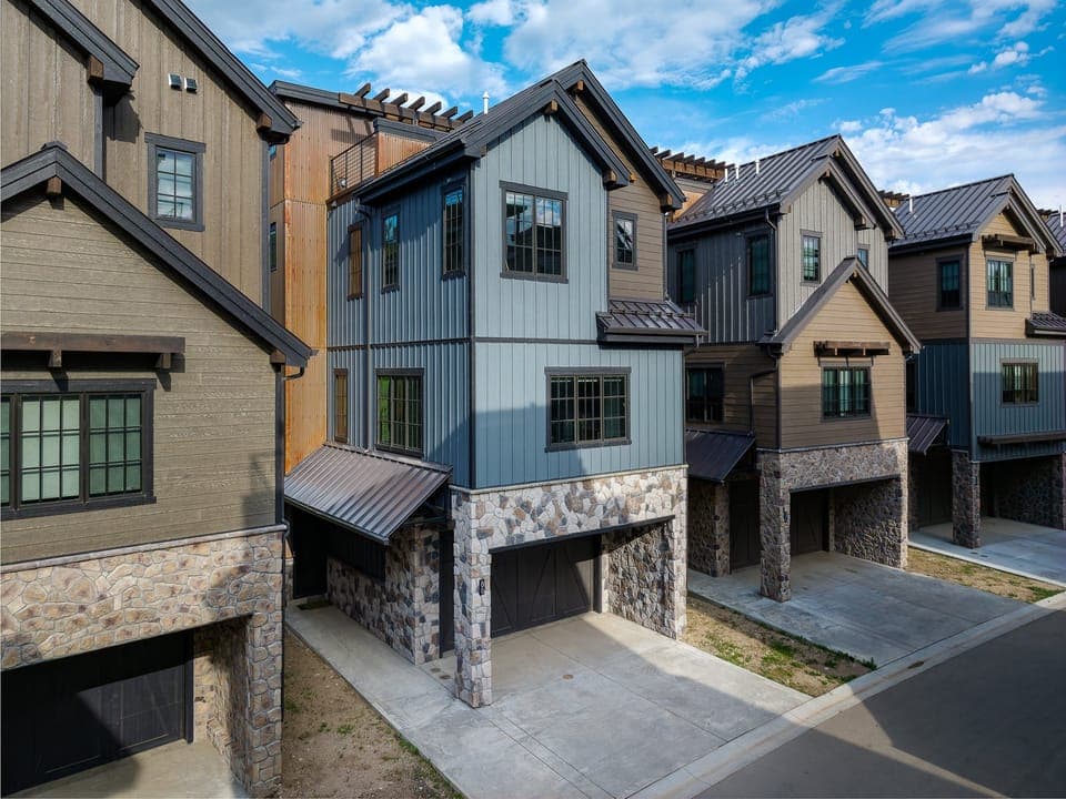 Street side view of this home and parking