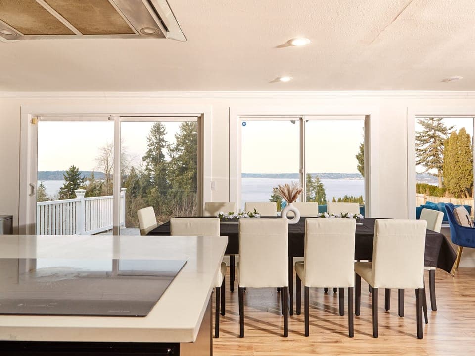 Breathtaking sunsets over the water — best enjoyed with a glass of wine or morning coffee.