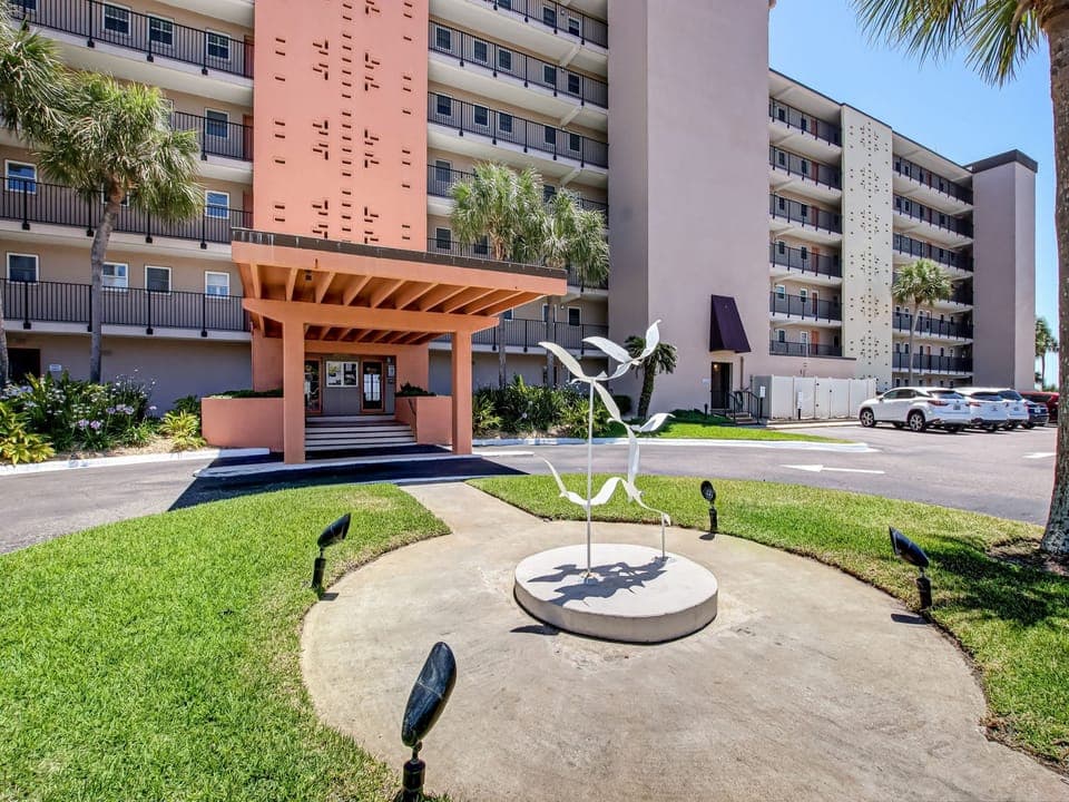 Amelia South Entrance and Parking Lot with Exterior North, and South, Elevators