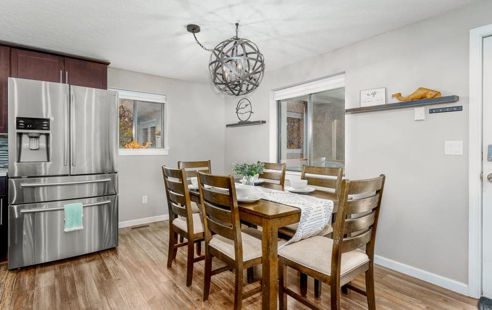 Main dining area, but lots more seating elsewhere including the kitchen island bar, and downstairs table. 
