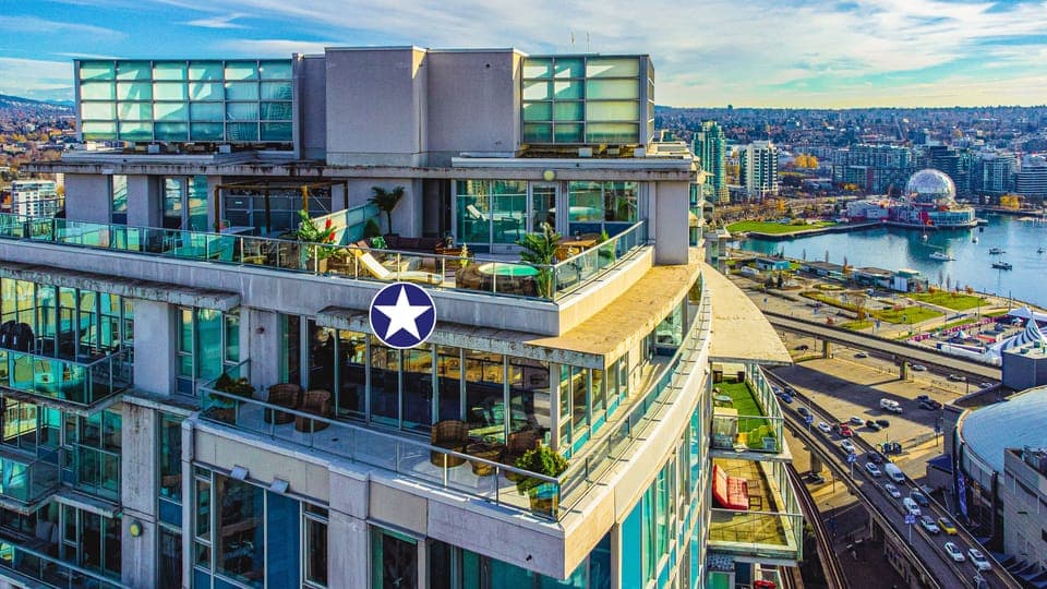 Another drone shot with Science World in the background. Action scenes for the movie Deadpool 2 (Vancouver's own Ryan Reynolds) were shot on the Georgia Viaduct, seen below on the right.