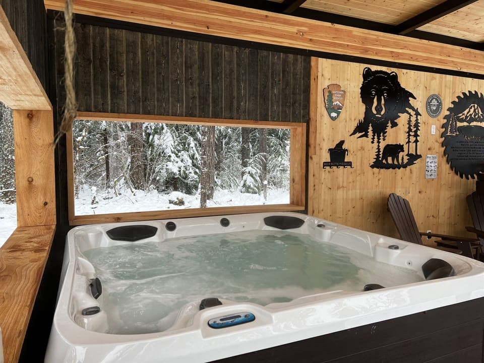 Hot tub for relaxing on a cold winter night