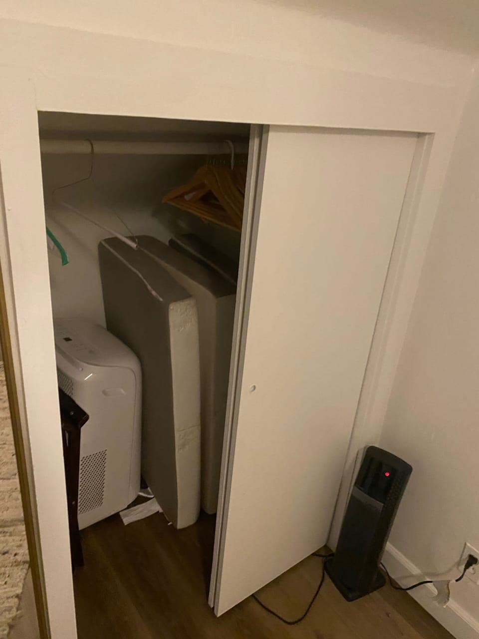 Clothes Hangers, Suitcase Rack, Extra Folding Mattress, Portable AC Unit