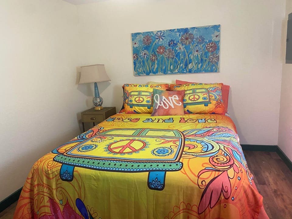 Peace out in this whimsical master bedroom