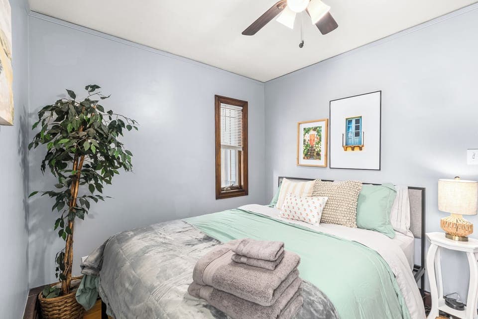 The bedroom is the perfect place to relax and unwind after a long day of exploring.