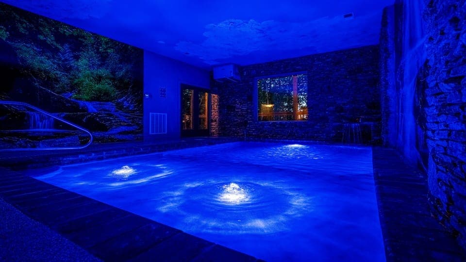Pigeon Forge Log Cabin Rental Private Indoor Swimming Pool..