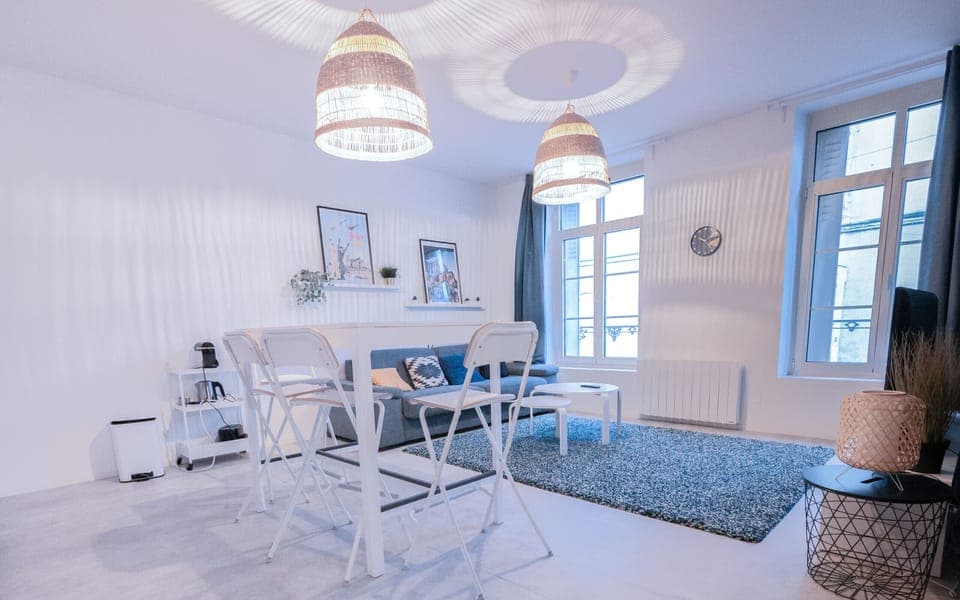 "Versatile Living Space: Dining and Living Room in Harmony"