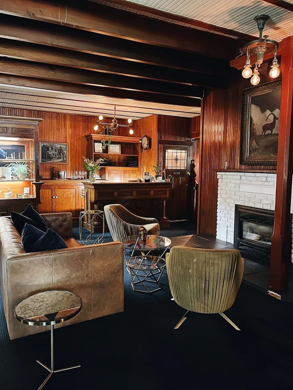 Gather fireside for cocktails in a richly styled lounge.