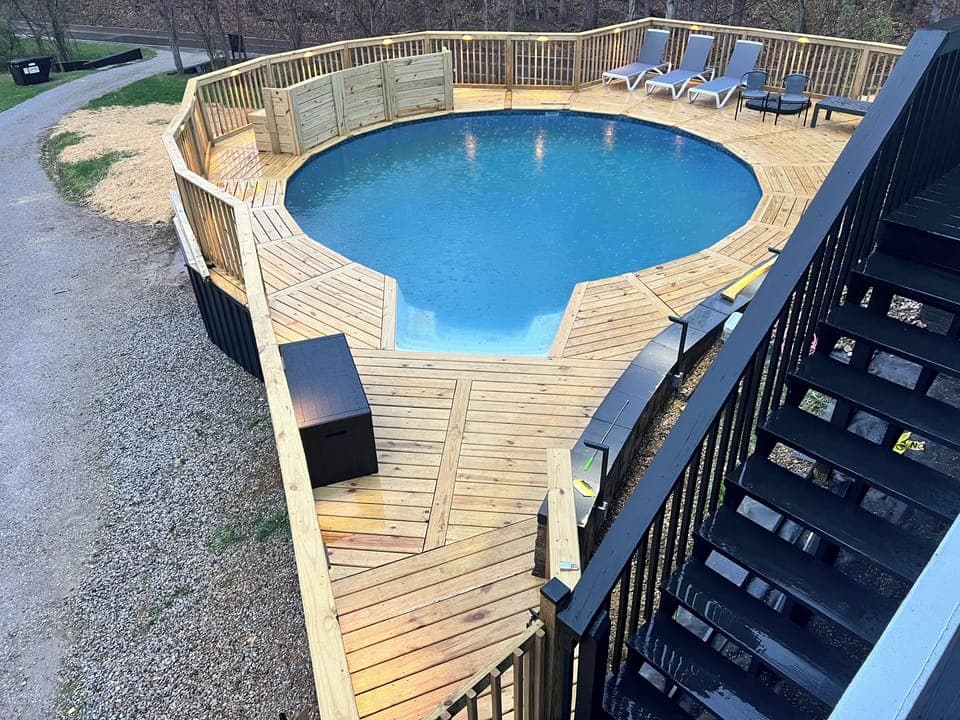 24' Heated round pool set up for all to enjoy. Plenty of seating with Grill/BBQ