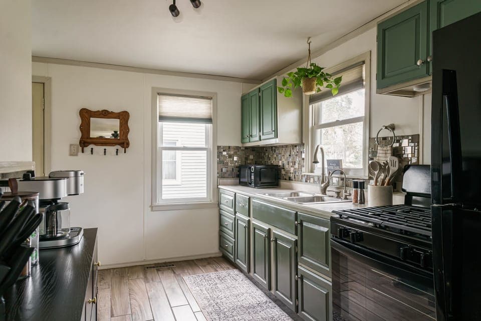 Kitchen with elegant interior, matching the living room