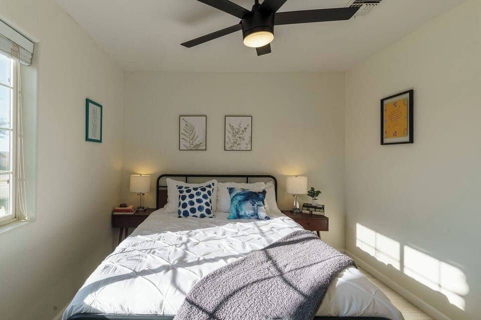 Afternoon sun in bedroom 3.  