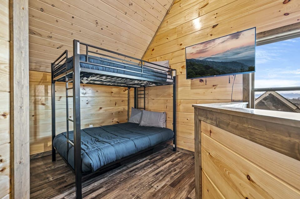 The full over full bunk beds are comfortable for a good nights sleep