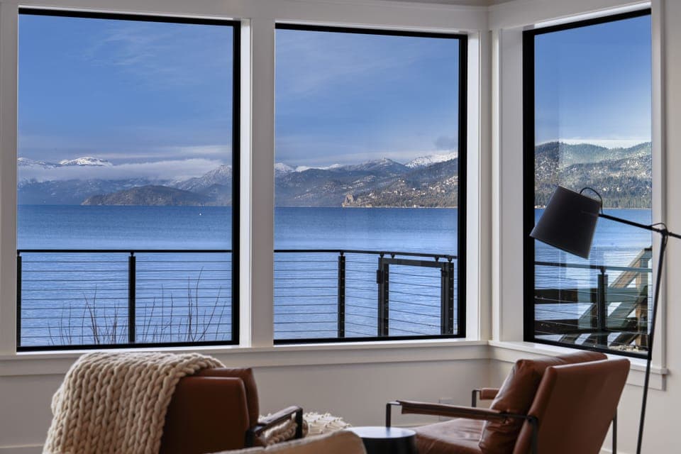 Stunning view of beautiful Lake Tahoe from the living room and Primary Bedroom!
