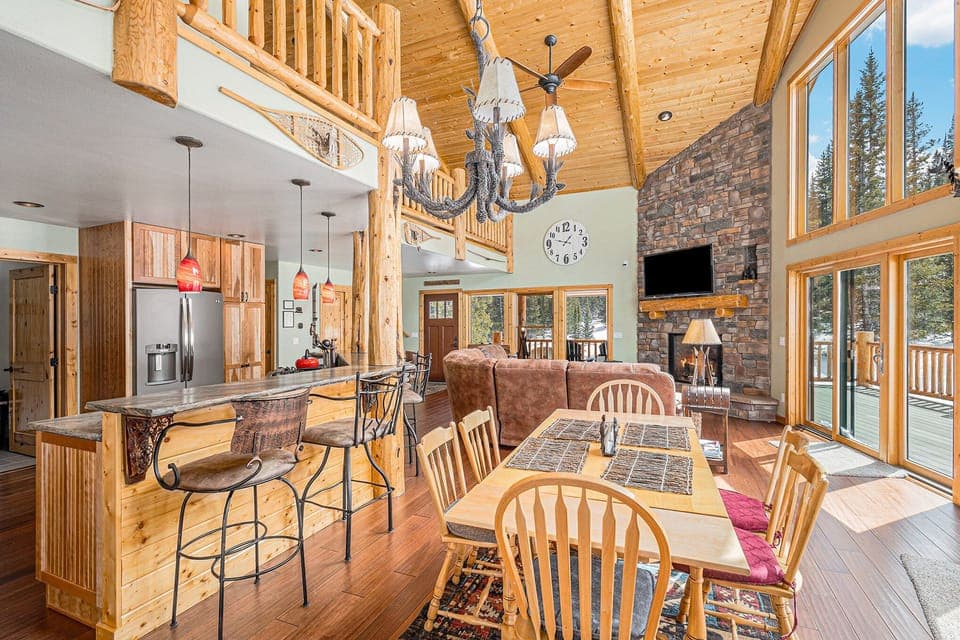 Enjoy open, connected areas filled with natural light and mountain views.