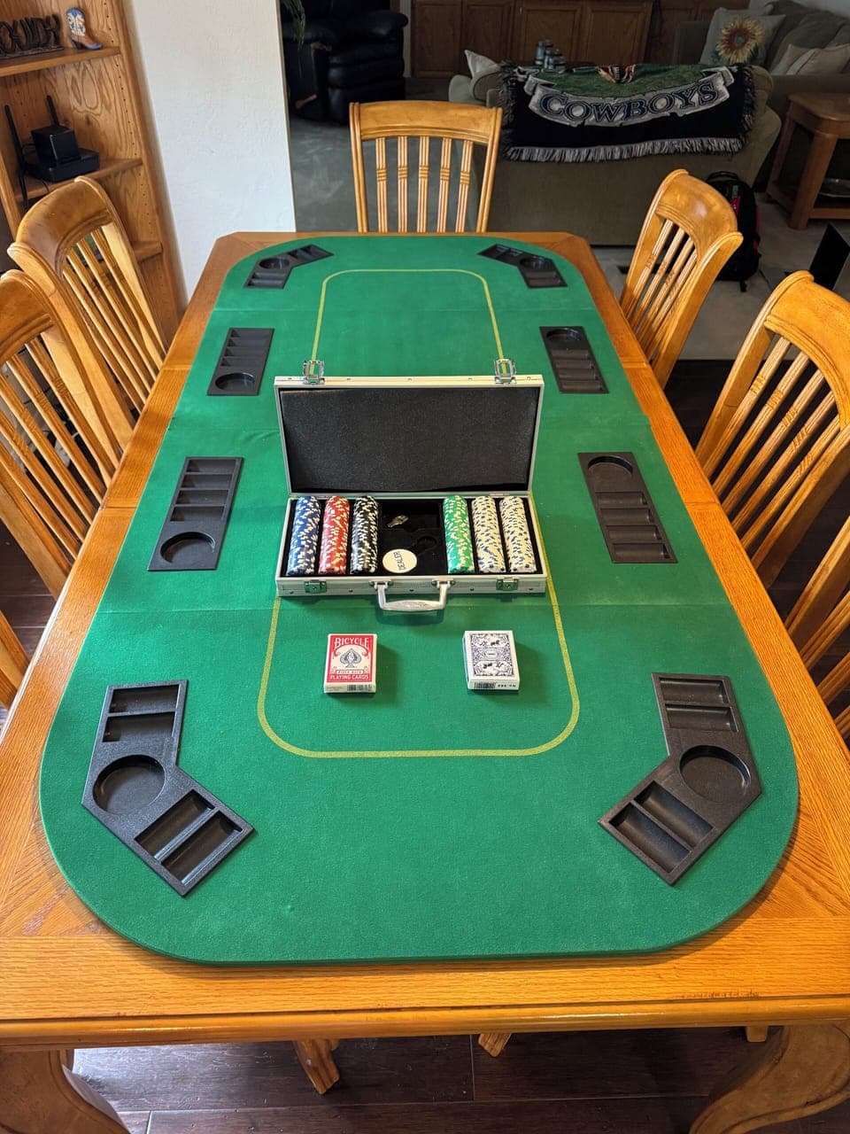 Poker Table, Poker Chips, and Playing Cards