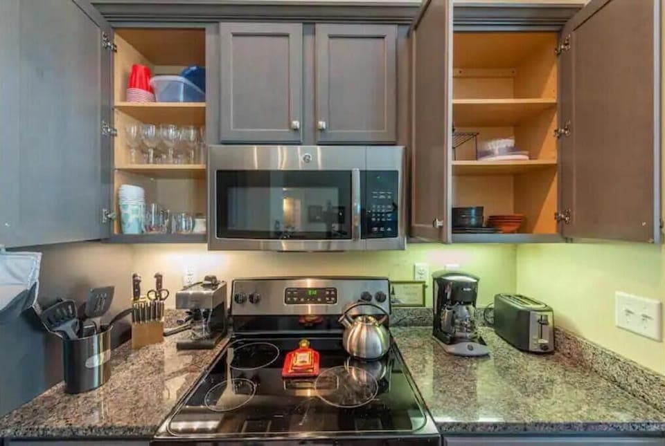 Well stocked open kitchen