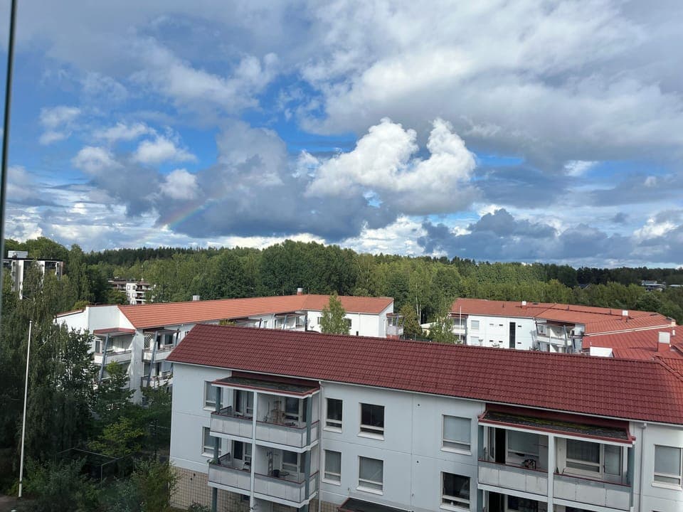 View from the balcony - showing forest and sometimes even rainbows.