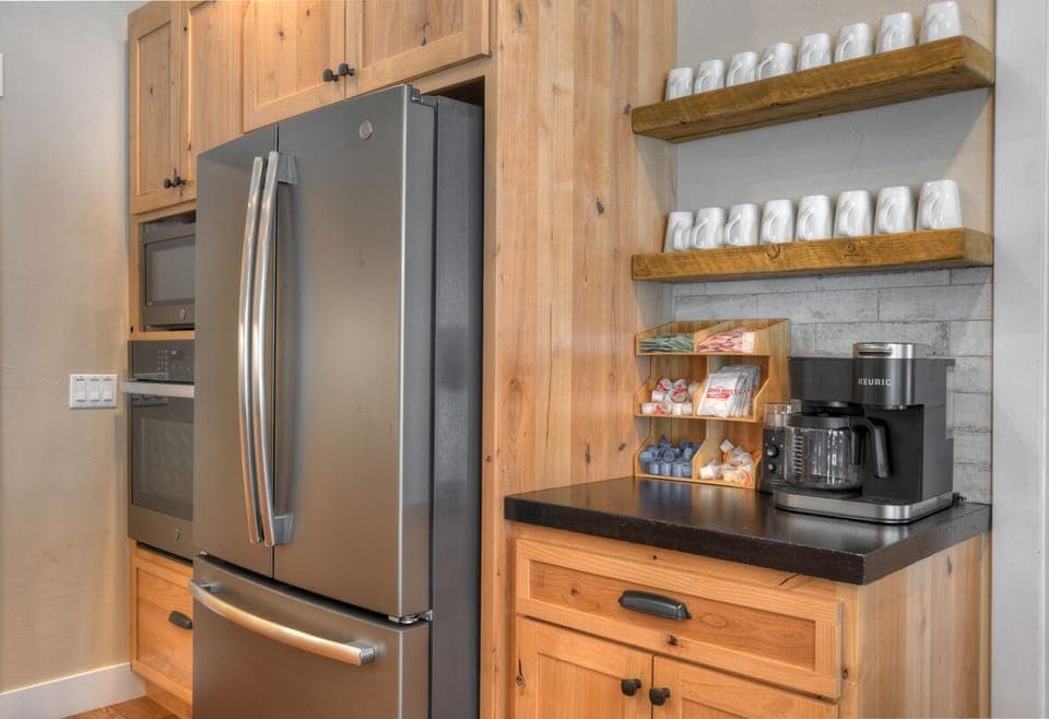 Coffee Bar - drip coffee maker and Keurig coffee maker.