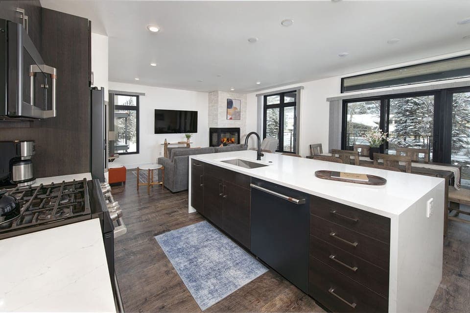 Full kitchen with GE Cafe appliances.