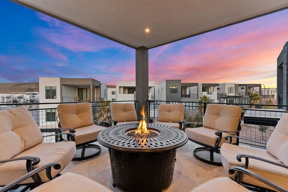 3rd Floor Covered Balcony, Fire Table