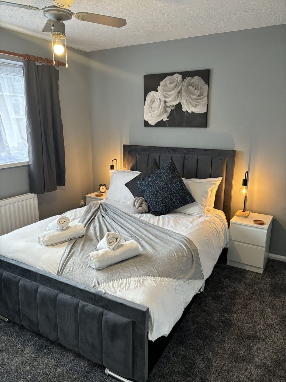 Modern, luxury double bed, great layout for comfort.