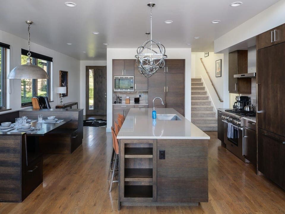 Indoors, Kitchen, Kitchen Island, Lamp, Architecture