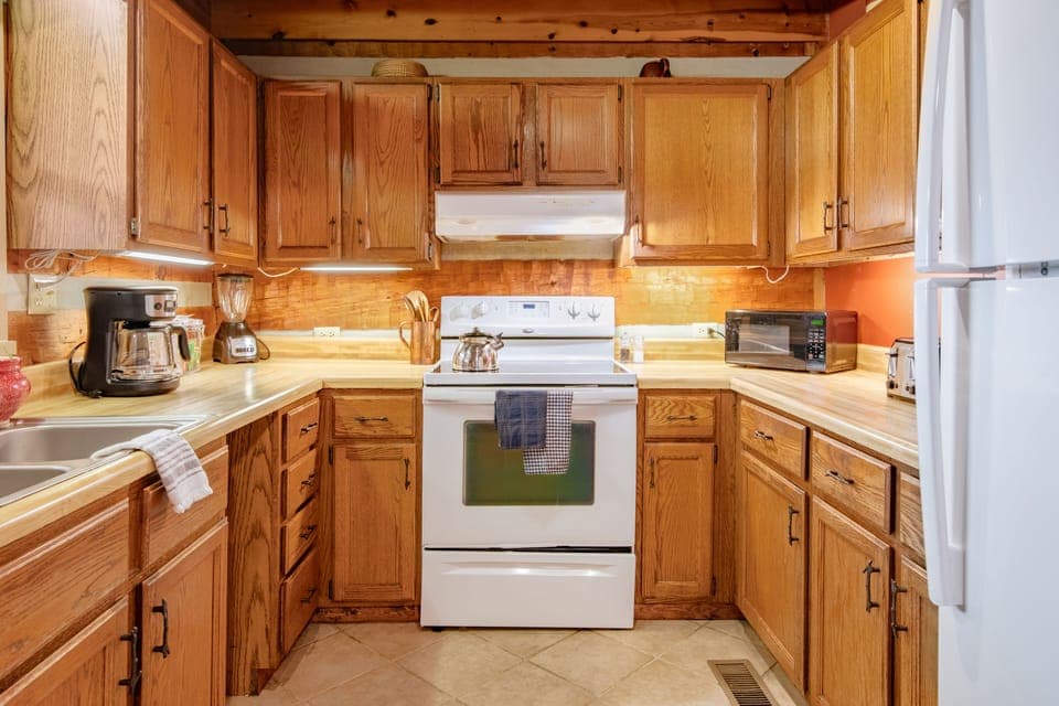 Kitchen is fully equipped.