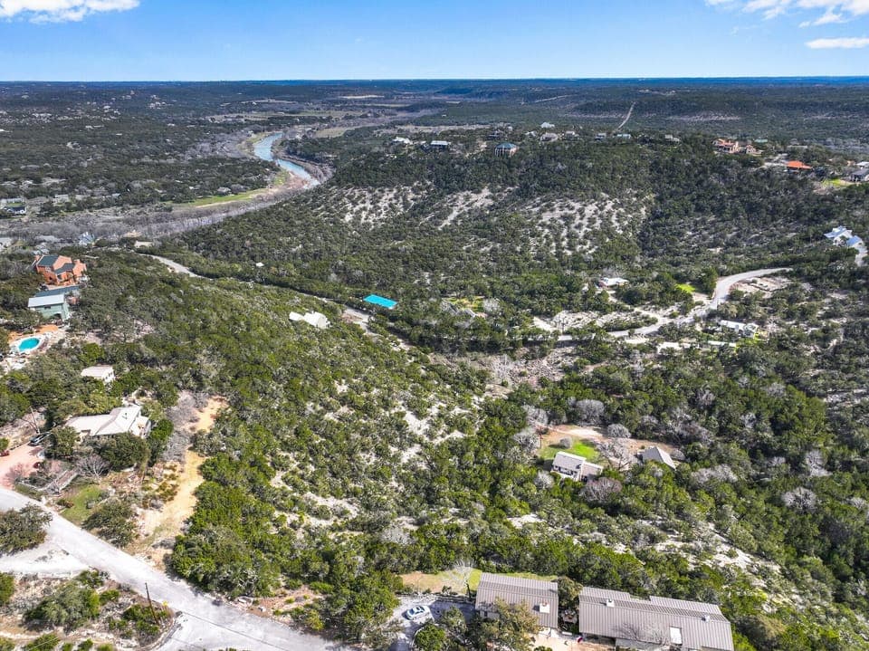 Areal view of the beautiful hill country scenery