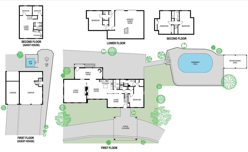 Property map detailing layout and amenities for guest clarity.